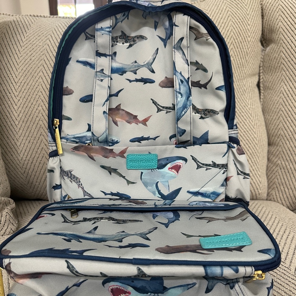 EUC Posh Peanut Shark Backpack and Lunchbox